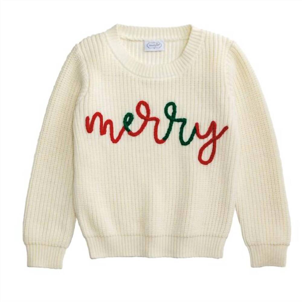NEW MUDPIE kids merry toddler sweater in white